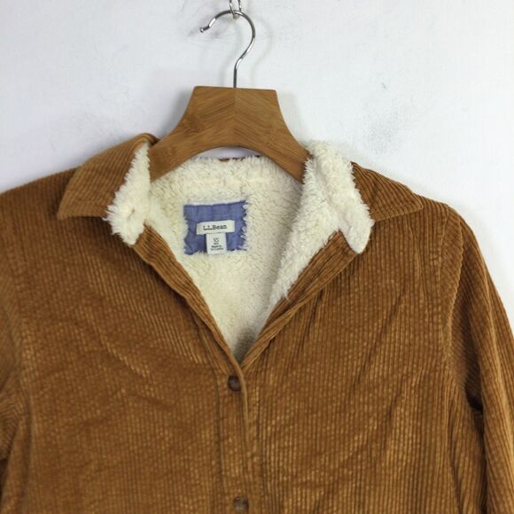 L.L Bean Womens Comfort Corduroy Jacket Long Sleeves Saddle Brown Size XS - Picture 2 of 16